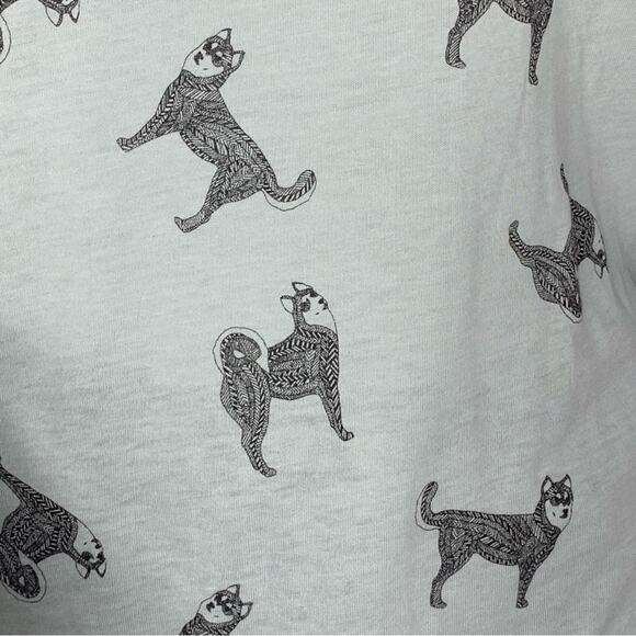 Nolie Pacsun NWT Top Tribal Huskies Print Short Sleeve Mint Green Size L - Picture 7 of 12